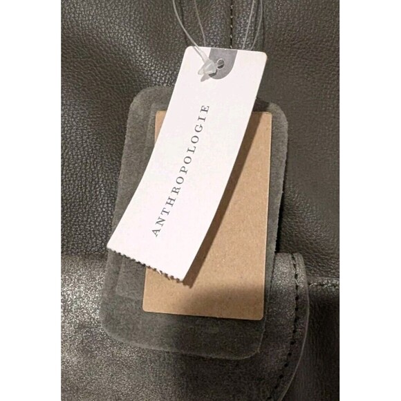 Anthropologie Viola Convertible Tote & Clutch Bag Olive Green NWT Pebble Leather - Picture 4 of 12